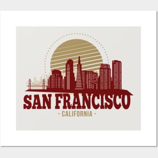 Retro San Francisco, California Skyline Posters and Art